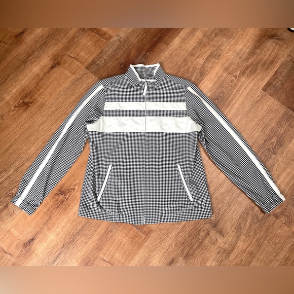 Talbots women's sport jacket windbreaker gingham striped MEDIUM athleisure zipup - Picture 2 of 15